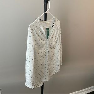 H&M white blouse with leaf pattern